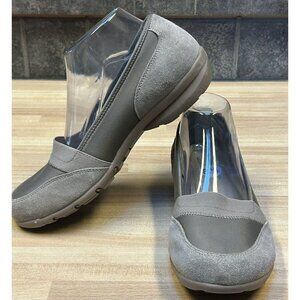 Skechers Women 8.5 Career 9 To 5 Comfort Shoes Taupe Leather Memory Foam Slip on